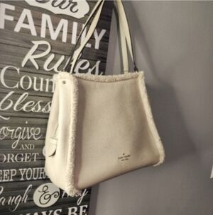 NWT Kate Spade Leila Medium Triple Compartment Shoulder Bag Faux Shearling